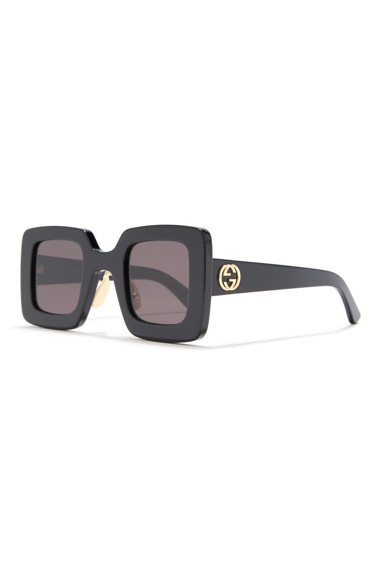 46mm Square Sunglasses, Alternate, color, BLACK