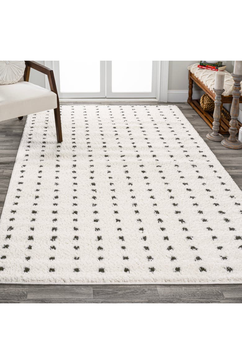Pele Modern Geometric Dot Shag Area Rug, Alternate, color, White/Gray
