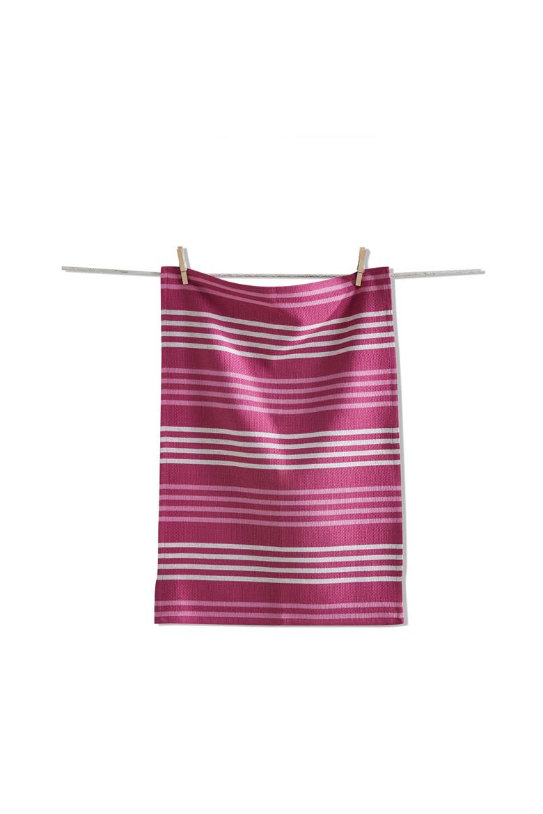 Basket Weave Stripe Dishtowel Set of Six Raspberry, Main, color, Purple