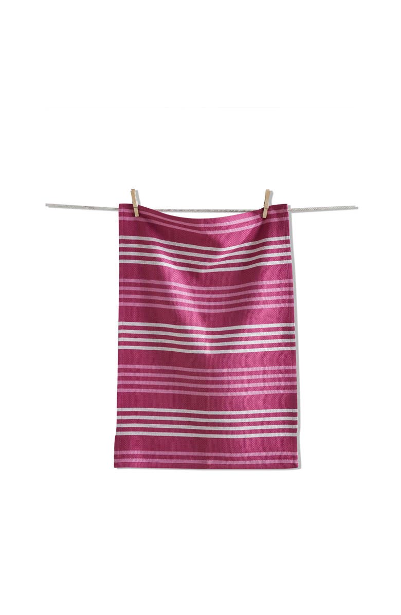 tag Basket Weave Stripe Dishtowel Raspberry Cotton Kitchen Towel, Main, color, Purple