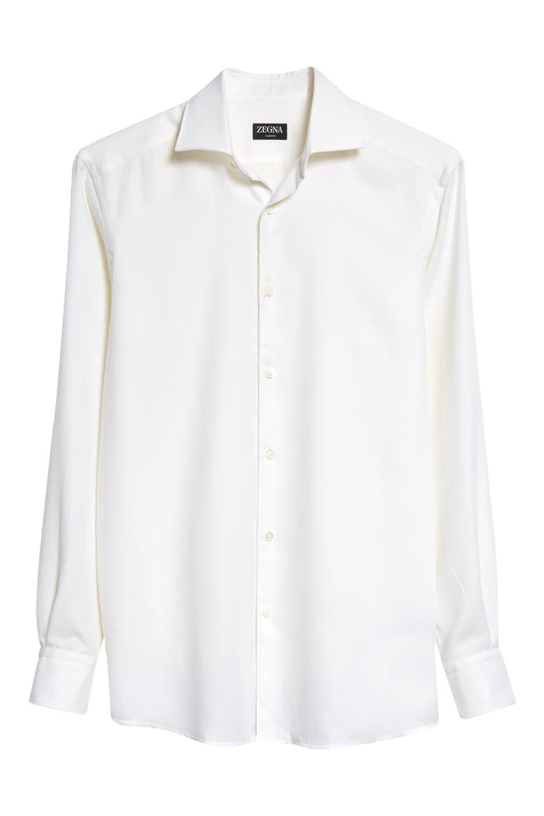 Cashco Cotton & Cashmere Button-Up Shirt, Alternate, color, WHITE