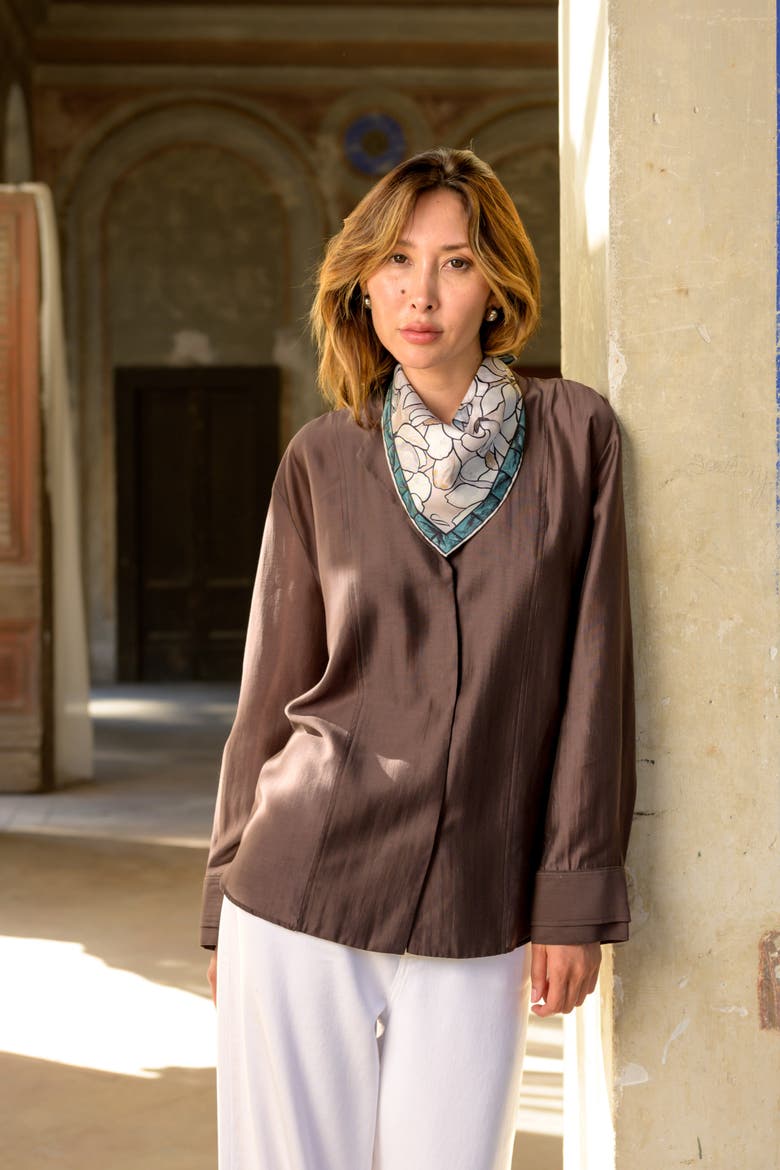 Clara - Silk Bandana, Alternate, color, Teal and Tan