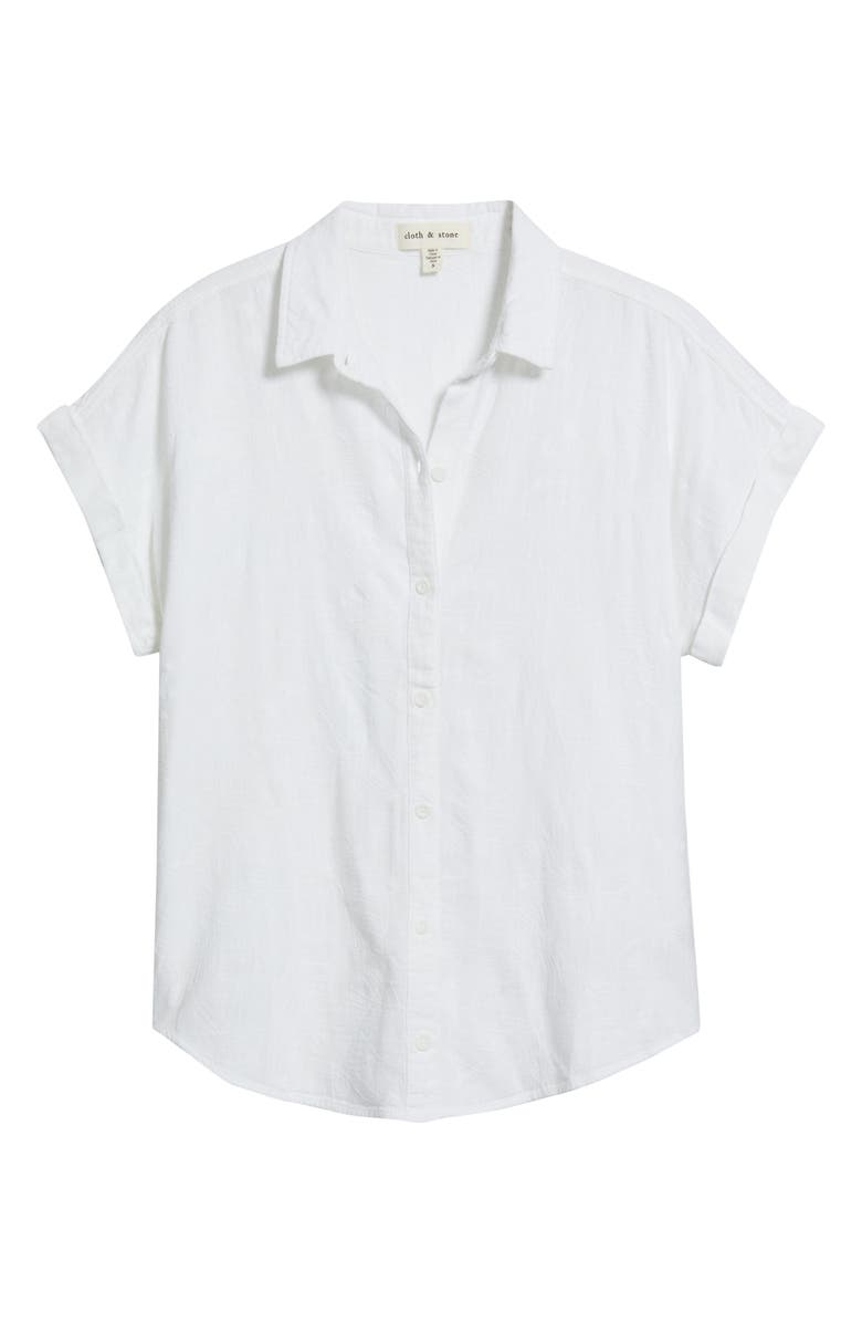 Cloth & Stone Short Sleeve Button-Up Shirt, Alternate, color, White