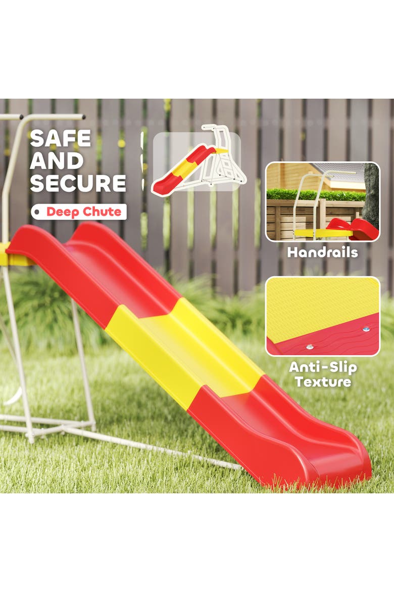 6ft Kids Slide with Climbing Ladder, Platform, Indoor/Outdoor Use, Alternate, color, Red