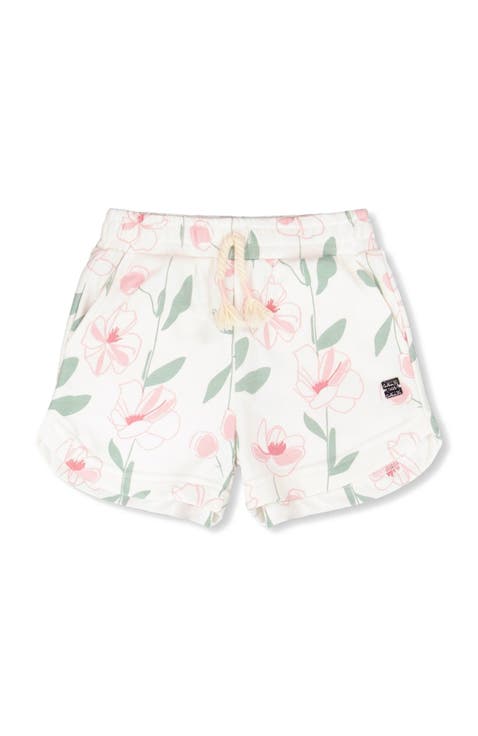 French Terry Drawstring Waist Flowers Shorts (Toddler, Little Kid & Big Kid)