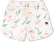 Deux par Deux French Terry Drawstring Waist Flowers Shorts