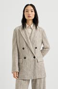 Brunello Cucinelli Dazzling chevron embroidery blazer in sparkling mohair and wool