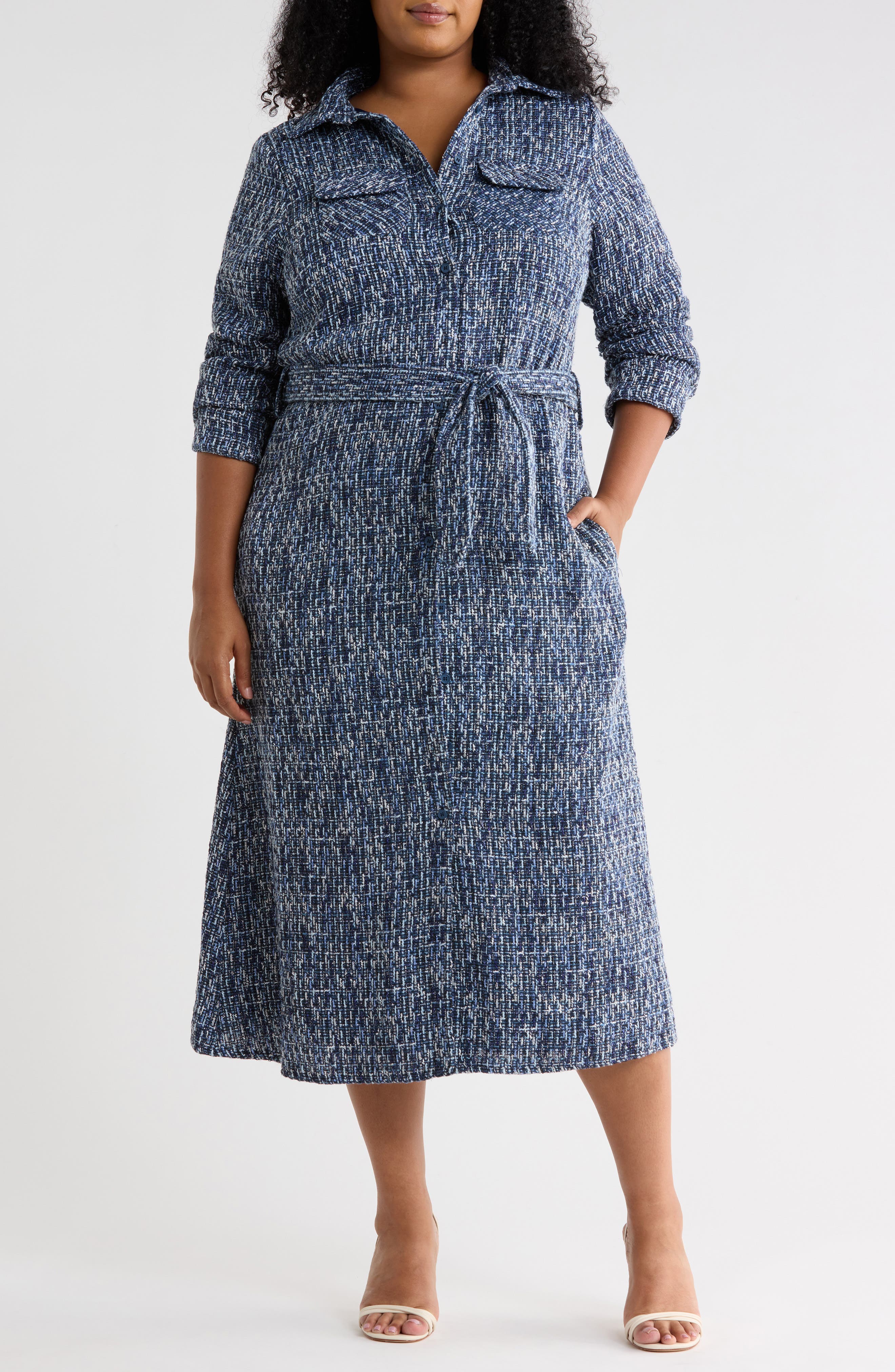 Oakley Long Sleeve Tweed Shirtdress