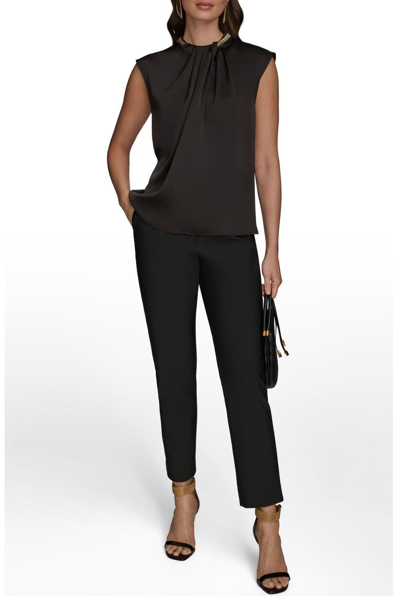 Twist Neck Hardware Sleeveless Top, Alternate, color, BLACK