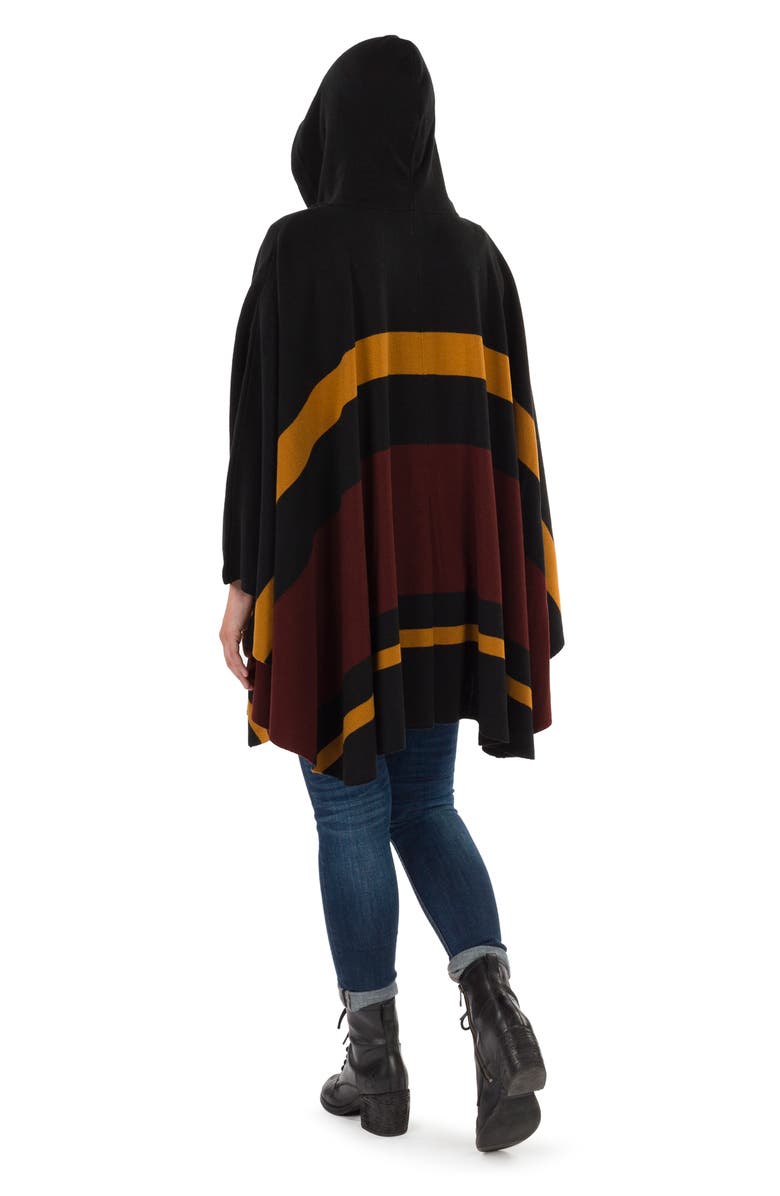 Patricia Nash Stripe Hooded Ruana, Alternate, color, Black Mutli