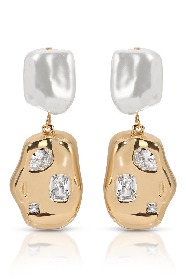 Crystal Nugget Drop Earrings, Main, color, GOLD