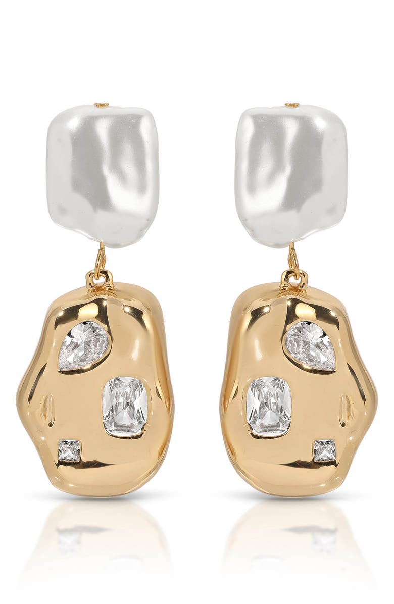 Ettika Crystal Nugget Drop Earrings, Main, color, Gold