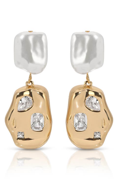 Crystal Nugget Drop Earrings