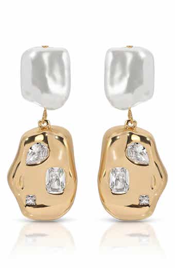 Crystal Nugget Drop Earrings