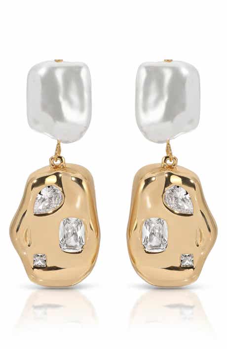 Crystal Nugget Drop Earrings