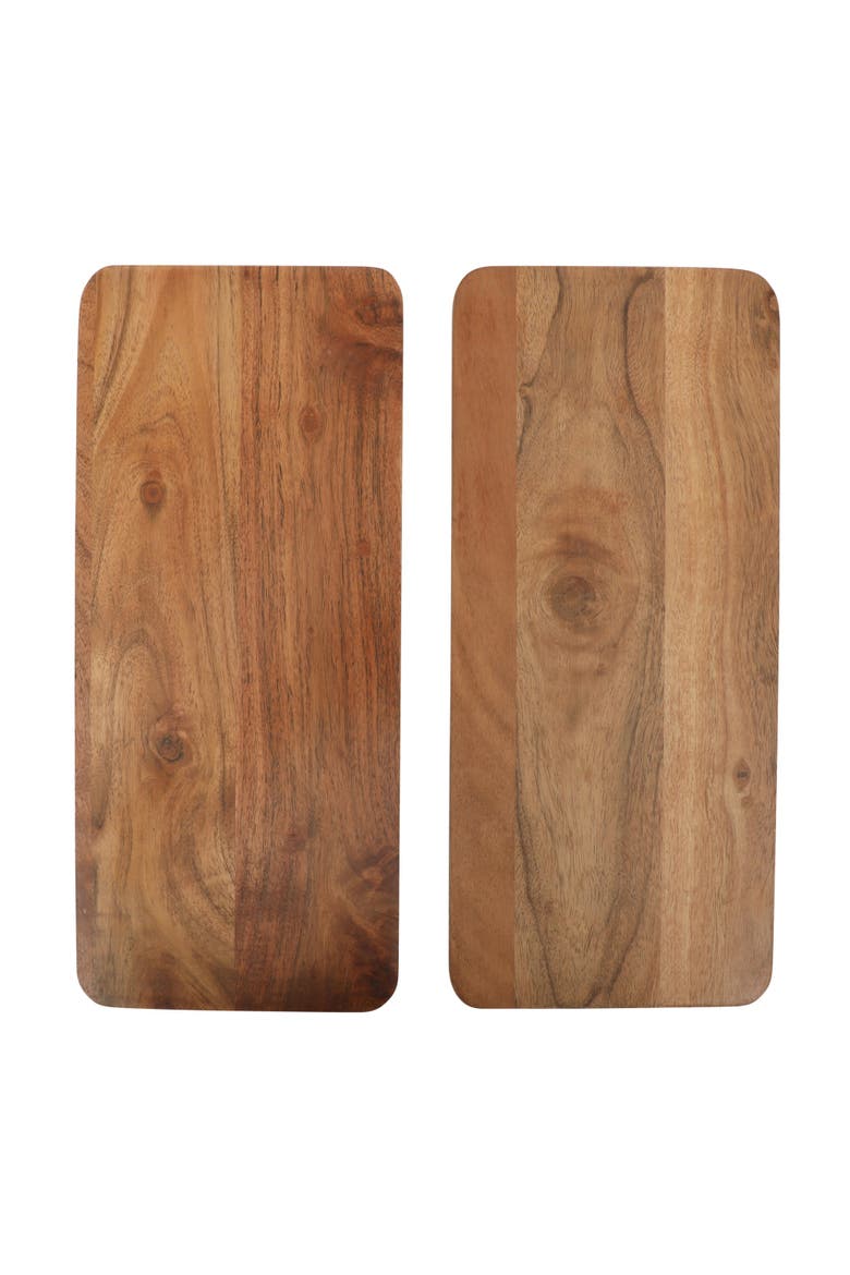 Gracious Dining Acacia Wood Metal Frame Serving Tray, Alternate, color, Natural