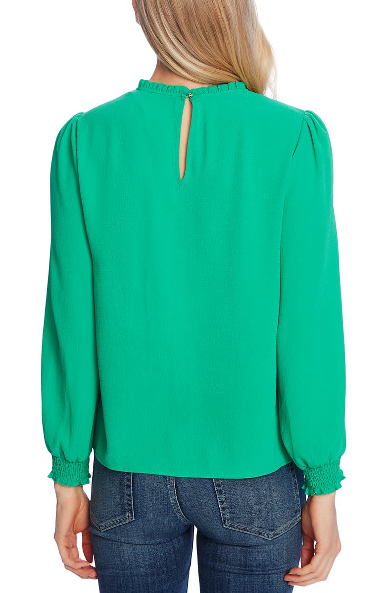 CeCe Pintucked Smock Cuff Chiffon Top, Alternate, color, 