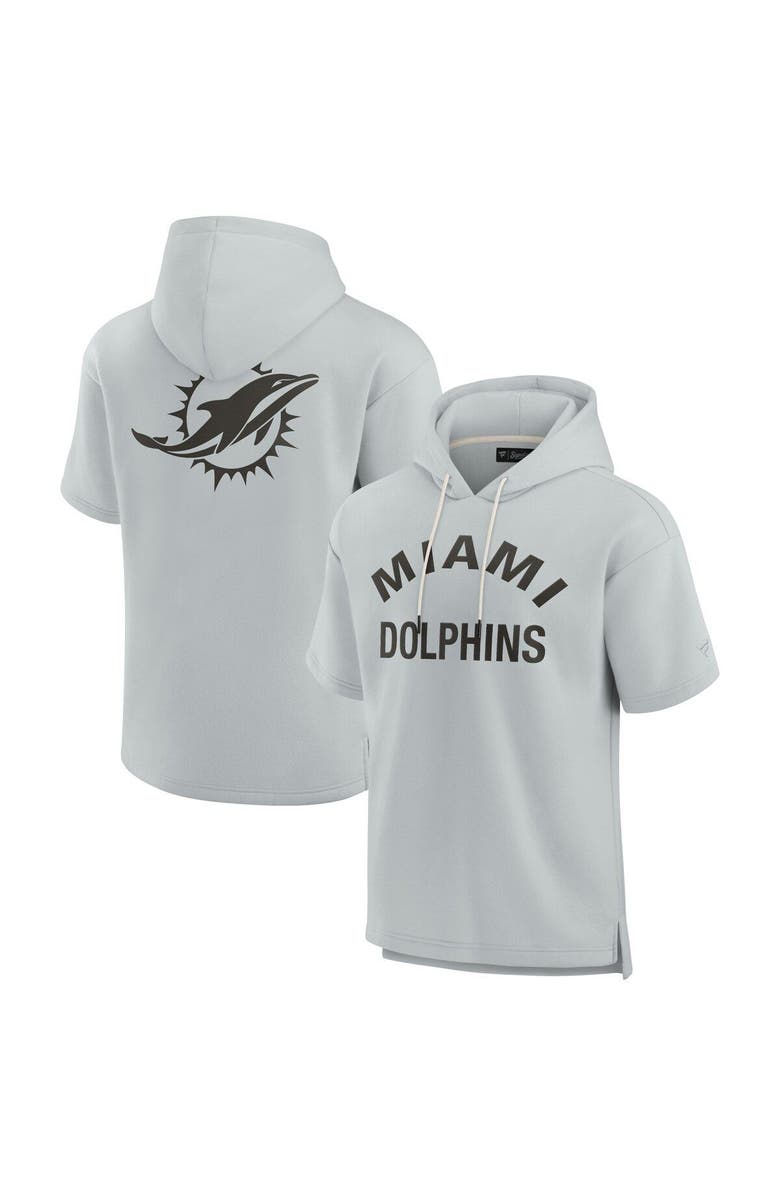 Fanatics Signature Unisex Fanatics Signature Gray Miami Dolphins Super Soft Fleece Short Sleeve Hoodie, Main, color, Gray
