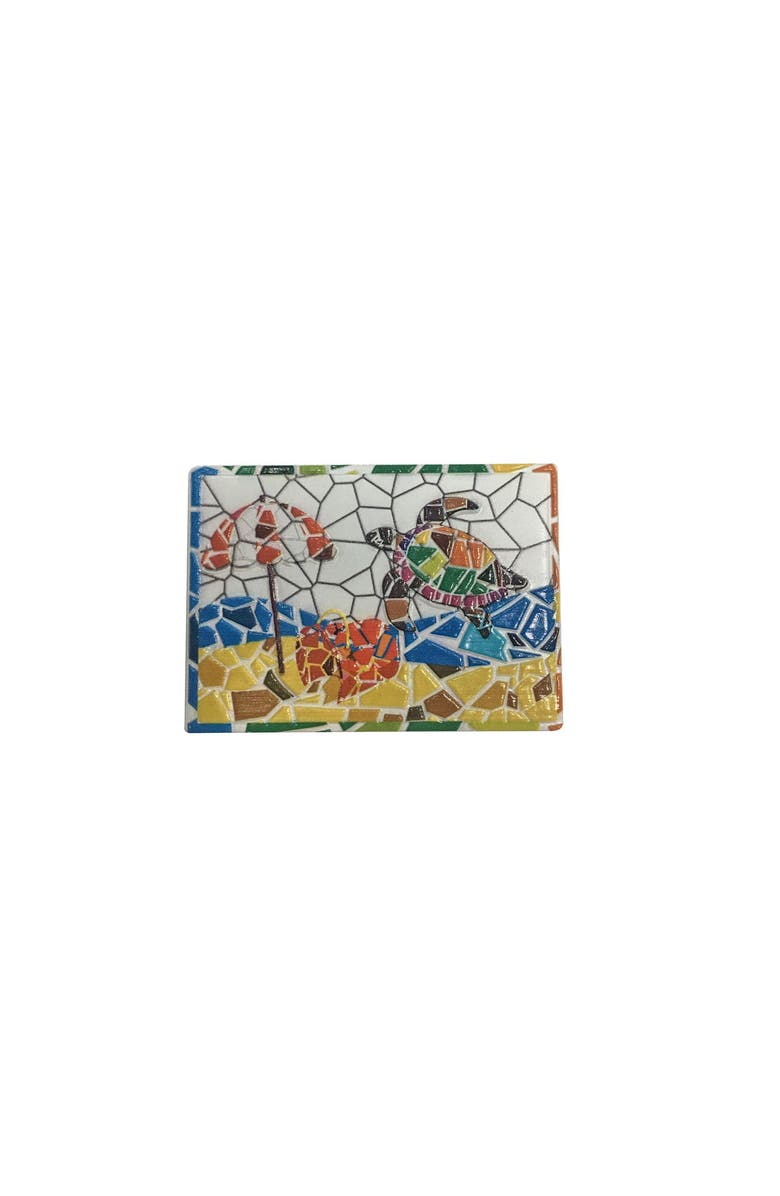 Beachcombers Turtle Beach Mosaic Resin Magnet Refrigerator Decorative Magnet, Main, color, White