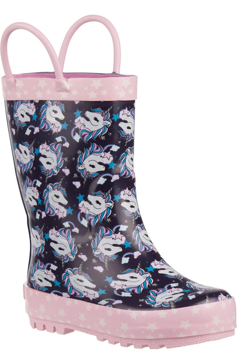 Laura Ashley Unicorn Print Rain Boot, Main, color,