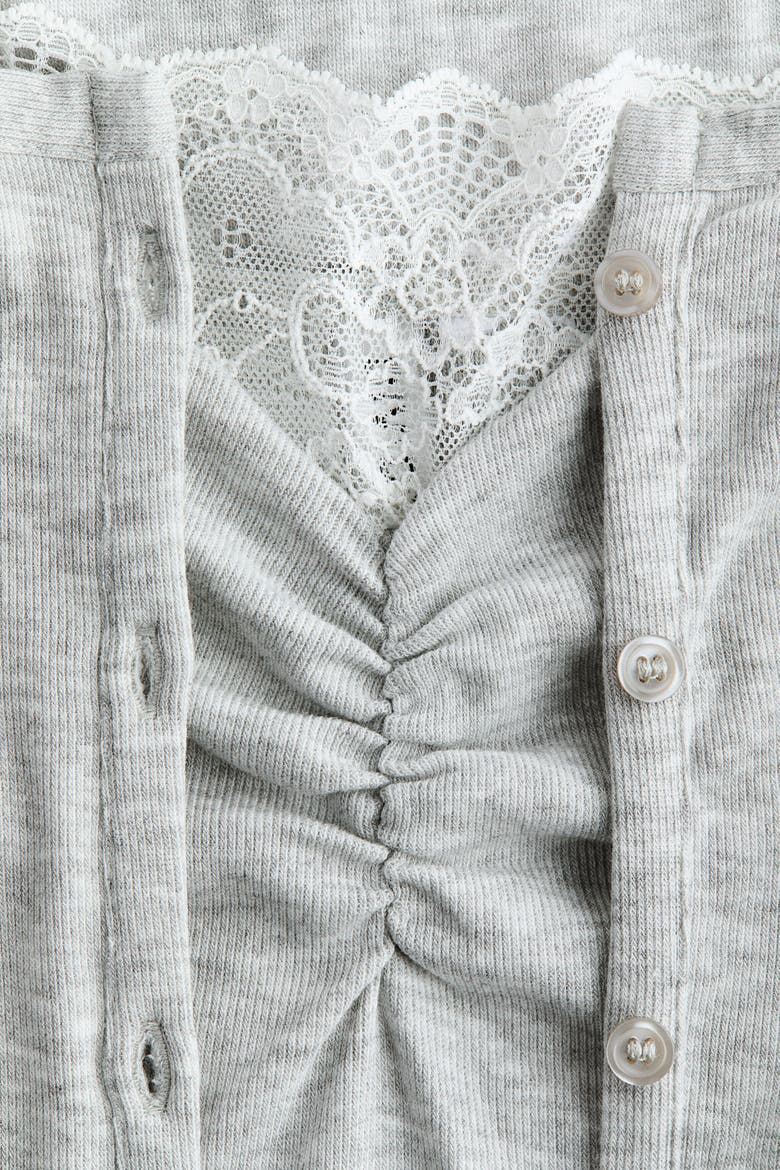 2-piece Cardigan And Top Set, Alternate, color, Light gray melange