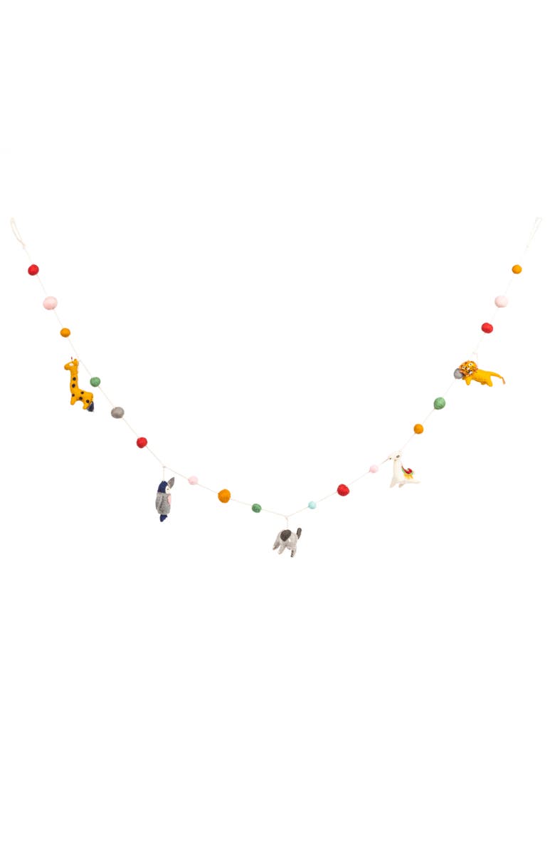 Storied Home Multicolor Wool Felt Animal Shaped Garland, Main, color, Orange
