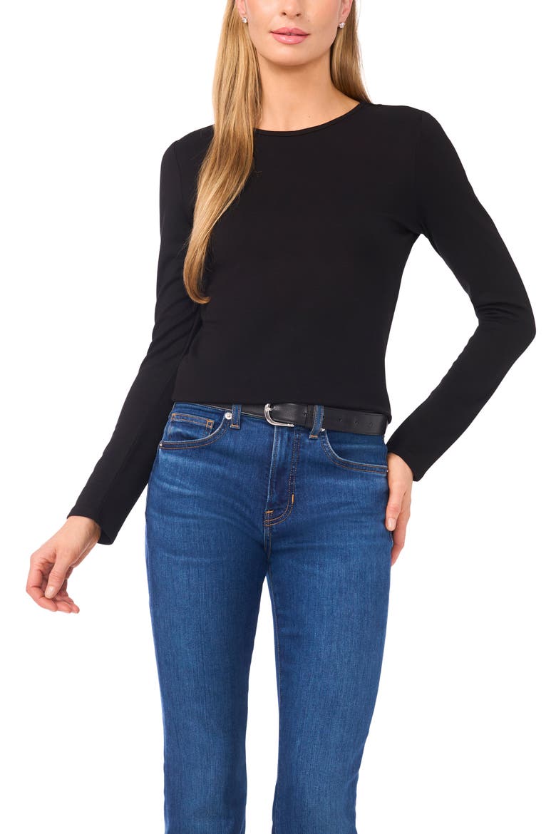 Long Sleeve Knit Top, Main, color, RICH BLACK