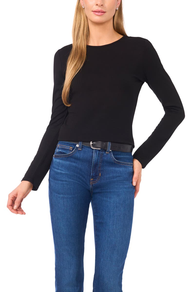 Halogen<sup>®</sup> Long Sleeve Knit Top, Main, color, Rich Black