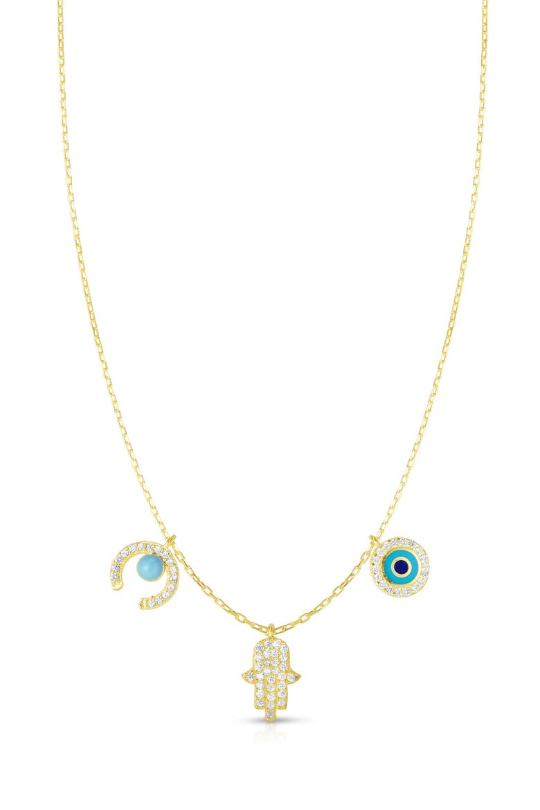Pavé CZ Mix Charm Pendant Necklace, Main, color, GOLD