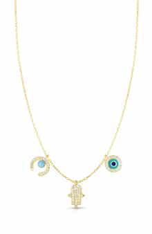 SPHERA MILANO Pavé CZ Mix Charm Pendant Necklace