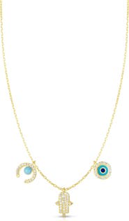 SPHERA MILANO Pavé CZ Mix Charm Pendant Necklace