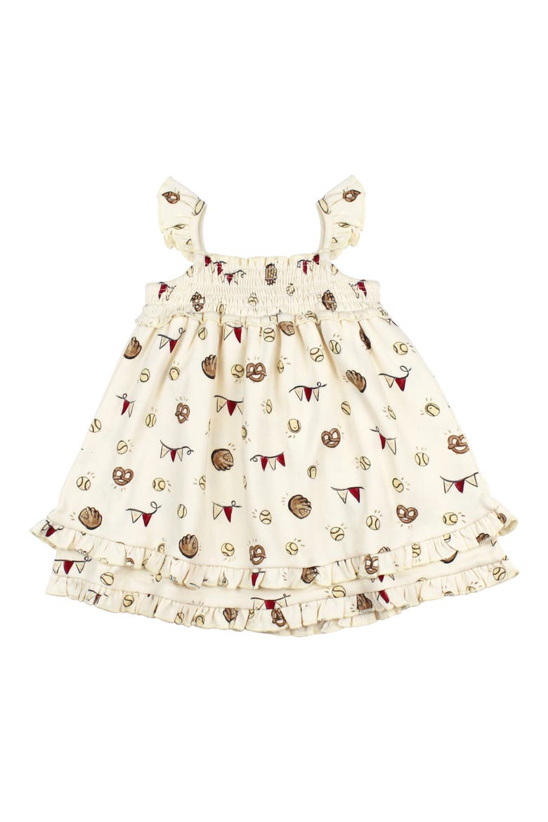 Smocked Organic Cotton Dress, Main, color, GAME DAY