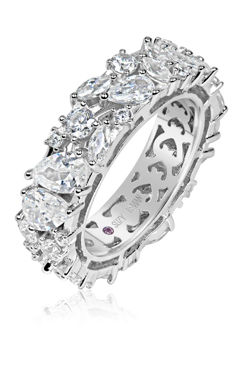 Sterling Silver CZ Eternity Band, Alternate, color, WHITE
