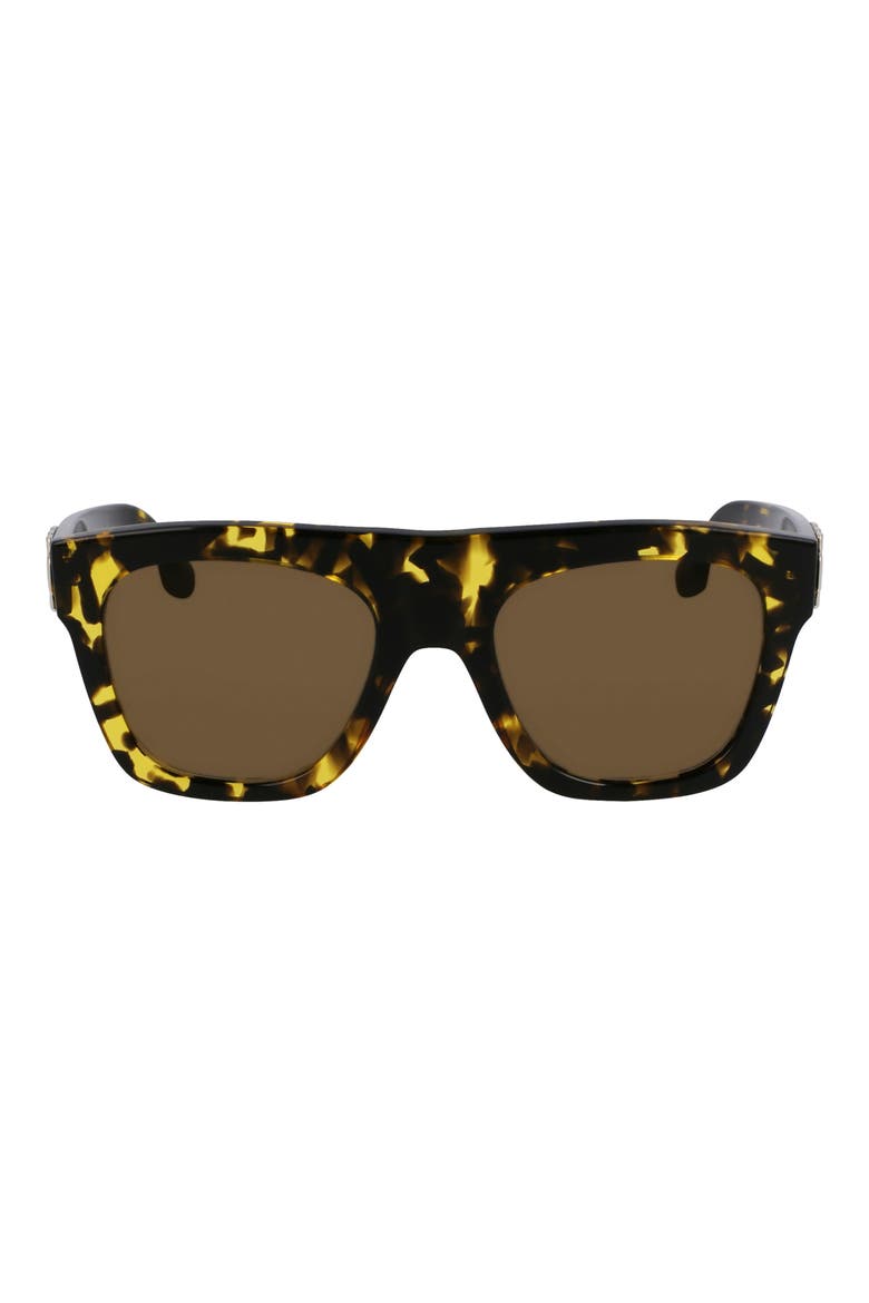 Chain Pouch 52mm Modified Rectangular Sunglasses, Main, color, BLACK YELLOW HAVANA