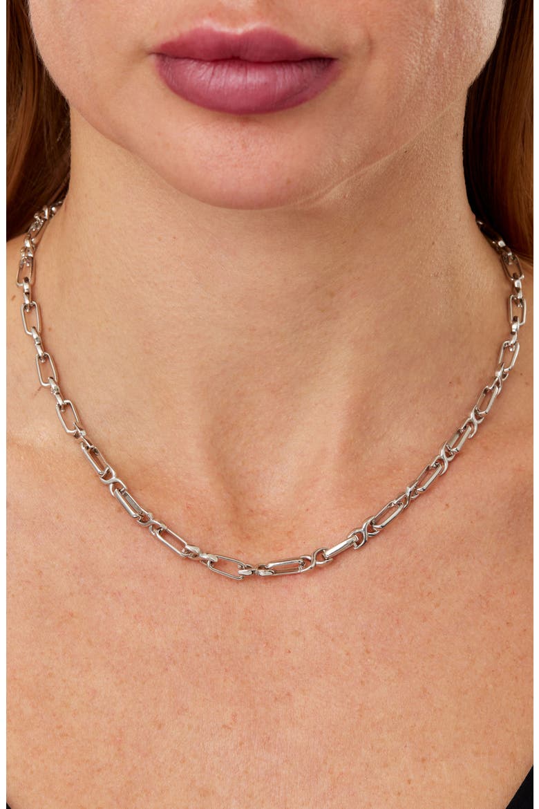 Elongated Link Chain Necklace, Alternate, color, SILVER