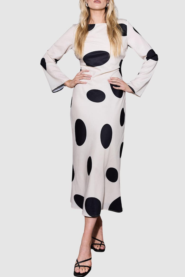 Polka Dot Scoop Back Maxi Dress, Alternate, color, Ivory