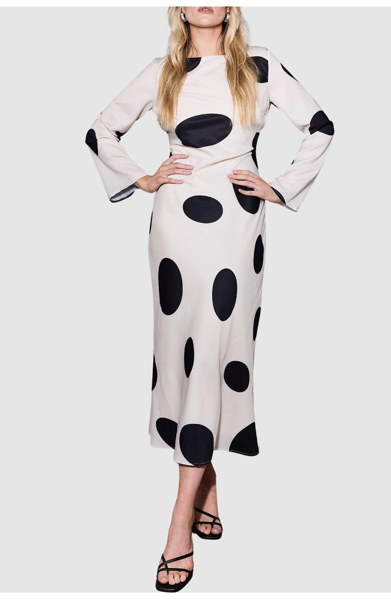 Warehouse Polka Dot Scoop Back Maxi Dress, Alternate, color, Ivory