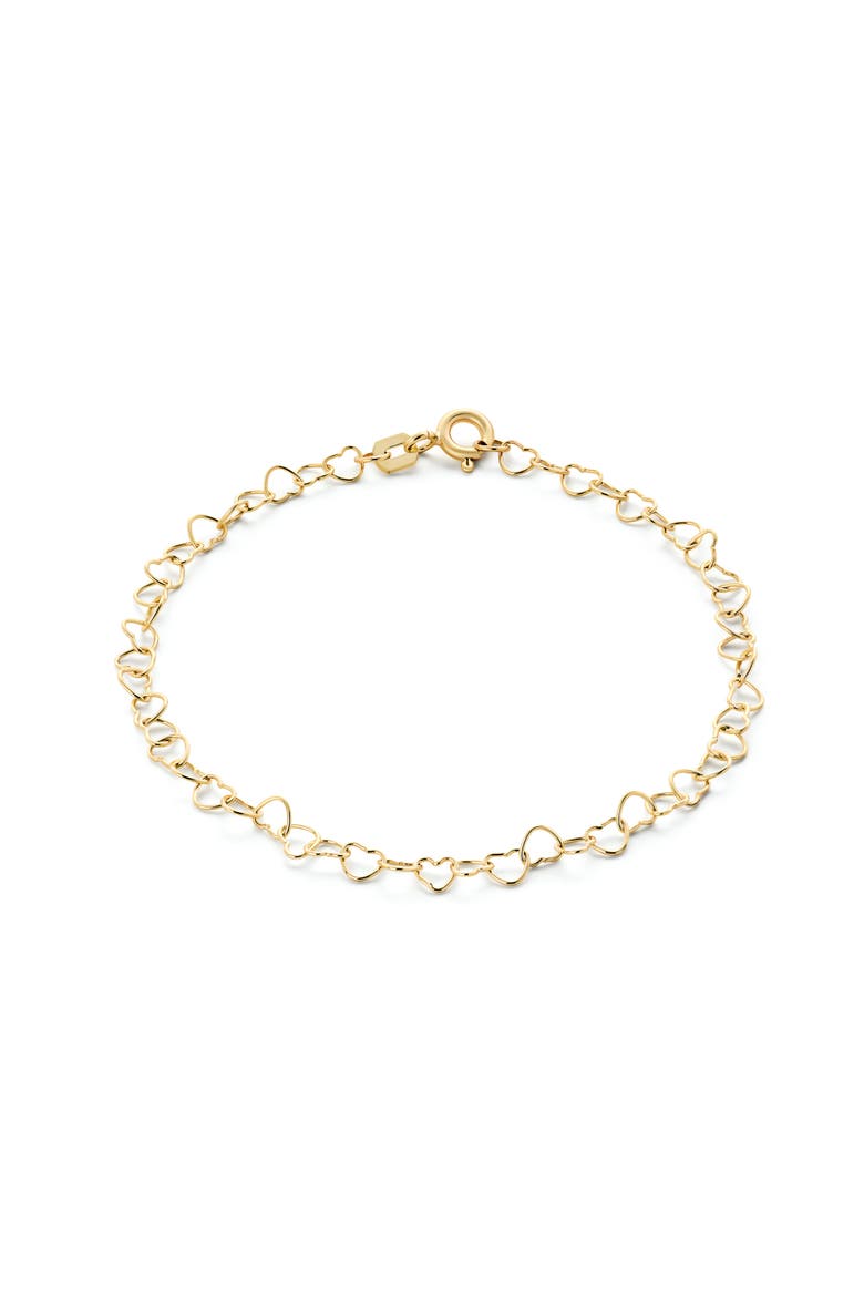 Solid Yellow Gold - Heart Chain Bracelet, Main, color, Gold