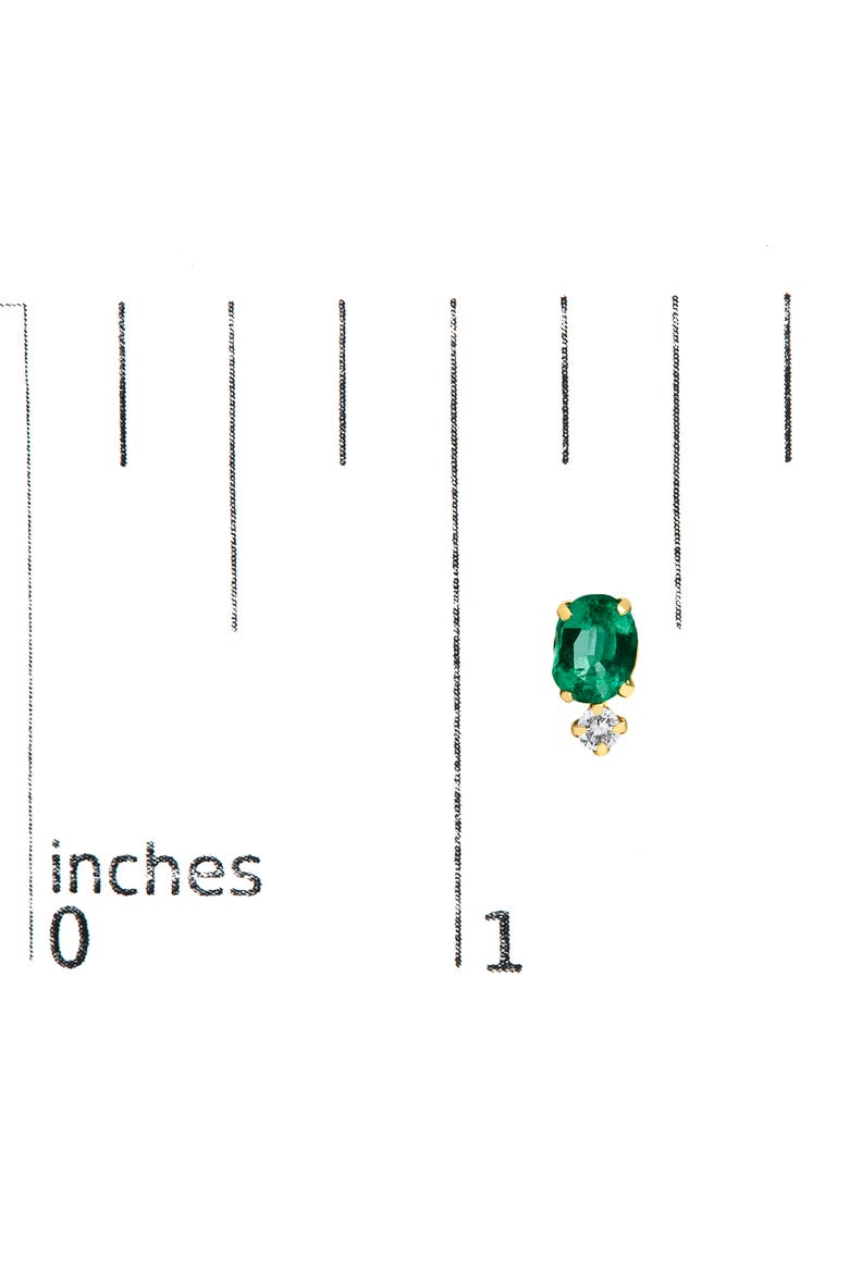 18K Yellow Gold Oval Green Emerald and Diamond Double Drop Stud Earrings, Alternate, color, Yellow Gold