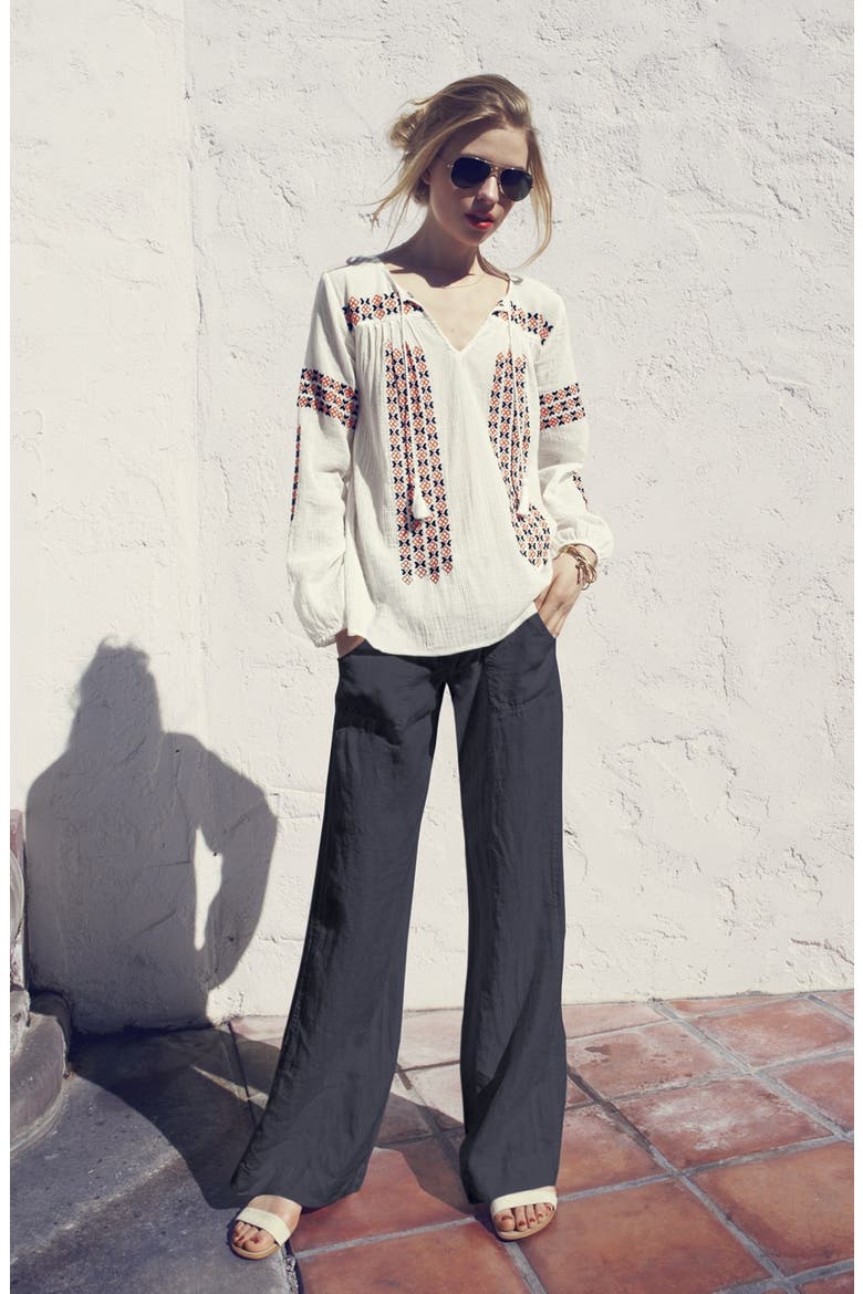 Wide Leg Linen Pants, Alternate, color, ECLIPSE