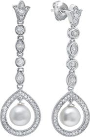 Crislu x Andrew Prince Crystal & Cultured Pearl Drop Earrings