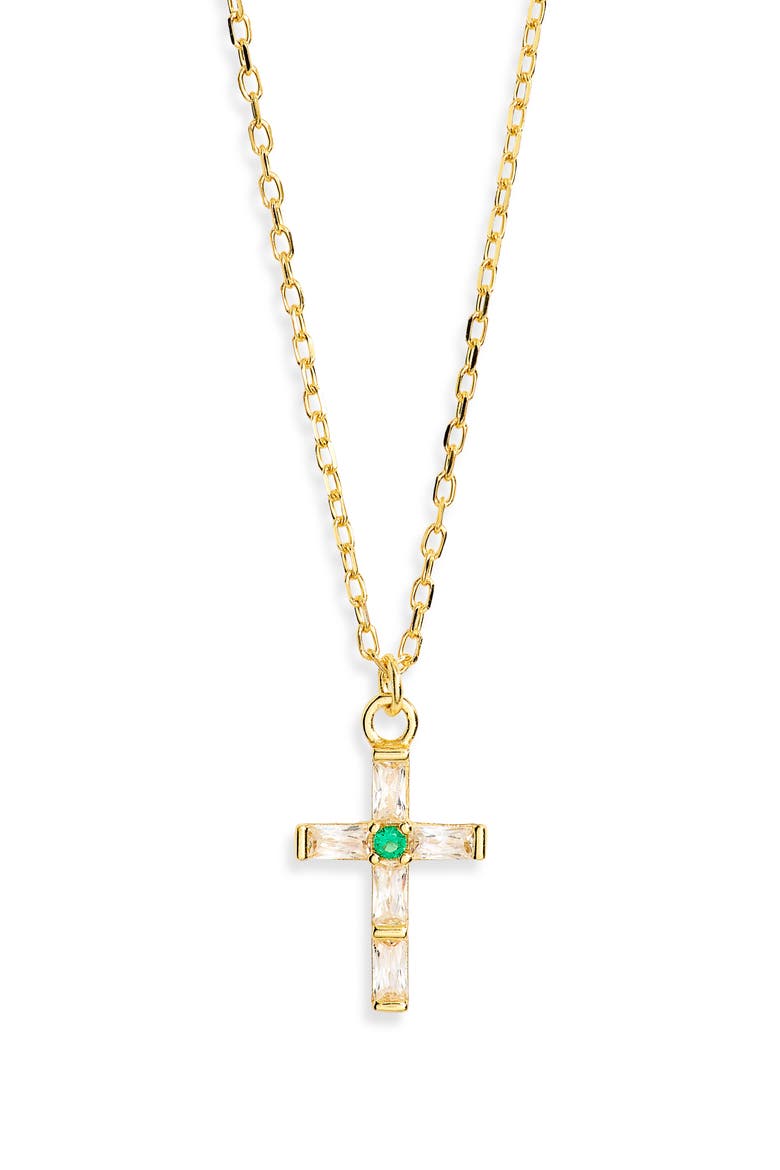Cubic Zirconia Cross Pendant Necklace, Alternate, color, GOLD