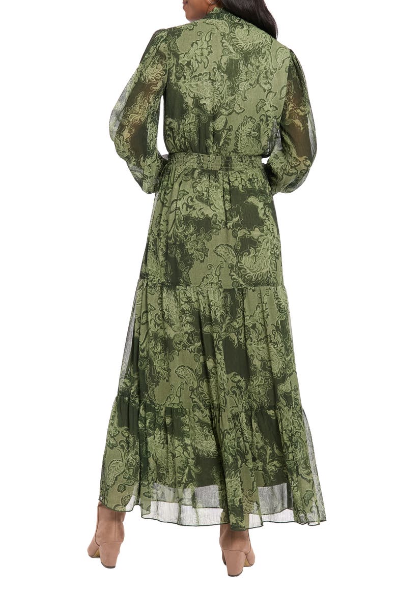Ruffle Long Sleeve Shirtdress, Alternate, color, PINE/ OLIVE