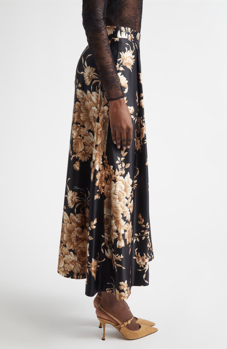Dolce&Gabbana Rose Print Silk Satin A-Line Skirt, Alternate, color, Rose Print