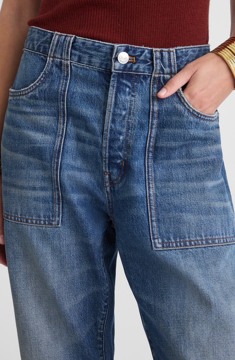 Madewell The Darted Utility Barrel Leg Jeans, Alternate, color, Irmo Wash