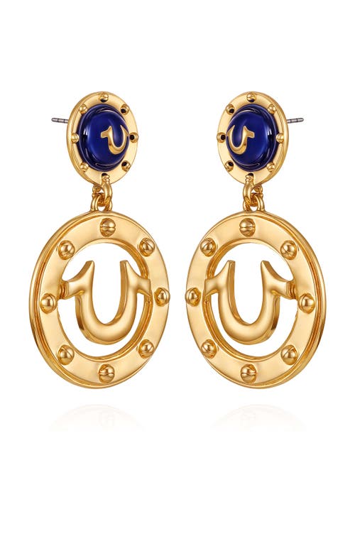 True Religion Studded Horseshoe Drop Earring In Gold