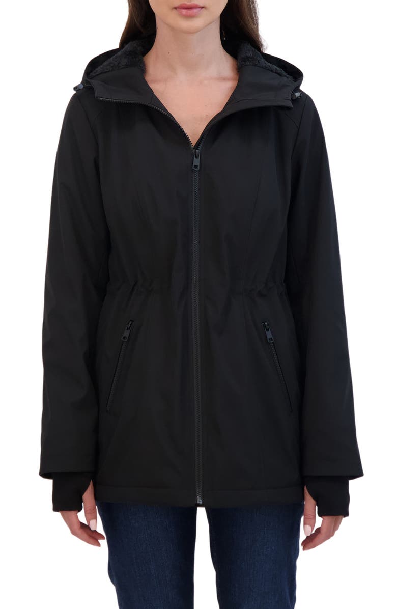 Sebby Water Resistant Faux Fur Lined Hooded Softshell Jacket, Alternate, color, 