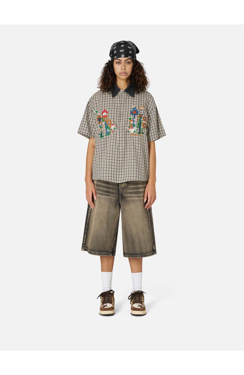 AELFRIC EDEN Plaid Embroidery Shirt, Alternate, color, Black