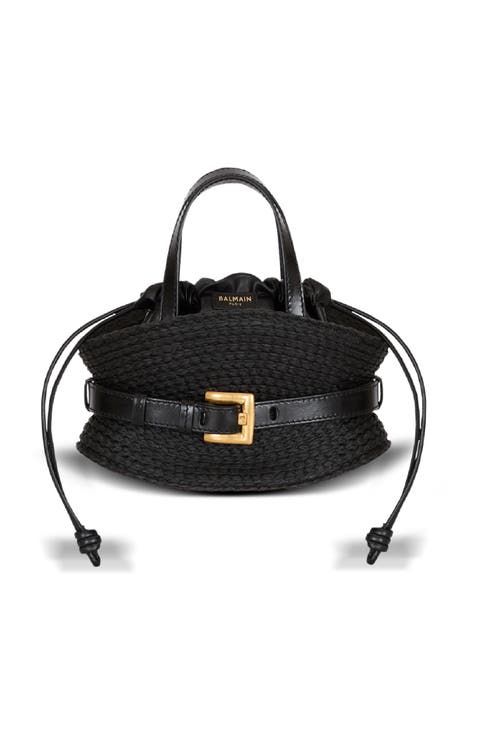 Shuffle Mini bag in calfskin and raffia