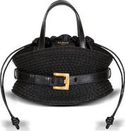 Balmain Shuffle Mini bag in calfskin and raffia